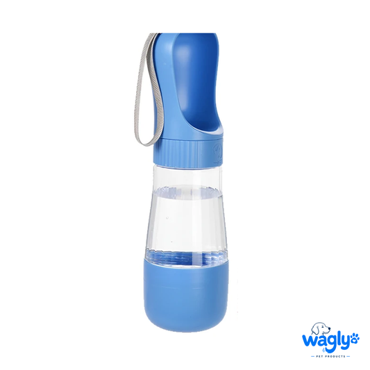Wagly 2-in-1 Travel Bottle in blue with water tank and food compartment