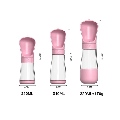 Size versions of the travel bottle: 330 ml, 510 ml, and 320 ml plus 170 g food