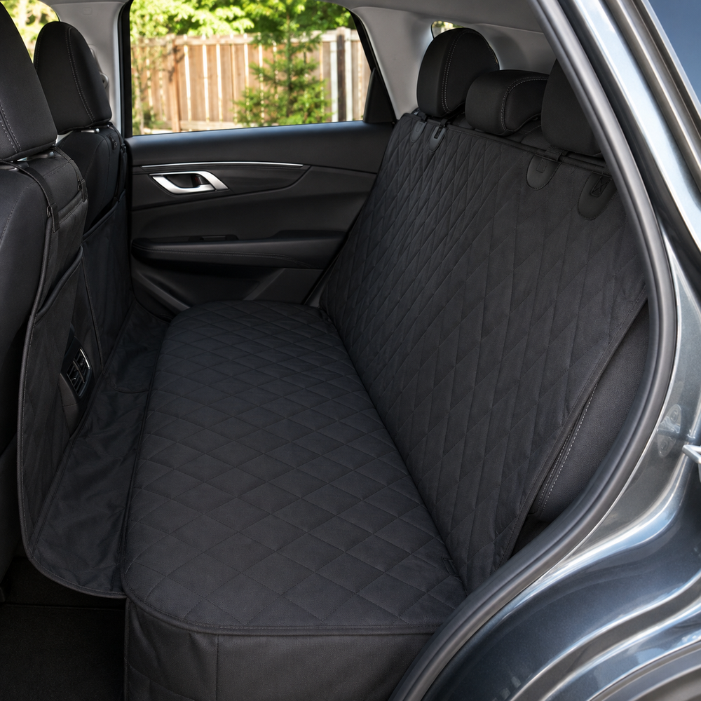 The same back seat clean and protected by the Wagly Backseat Hammock