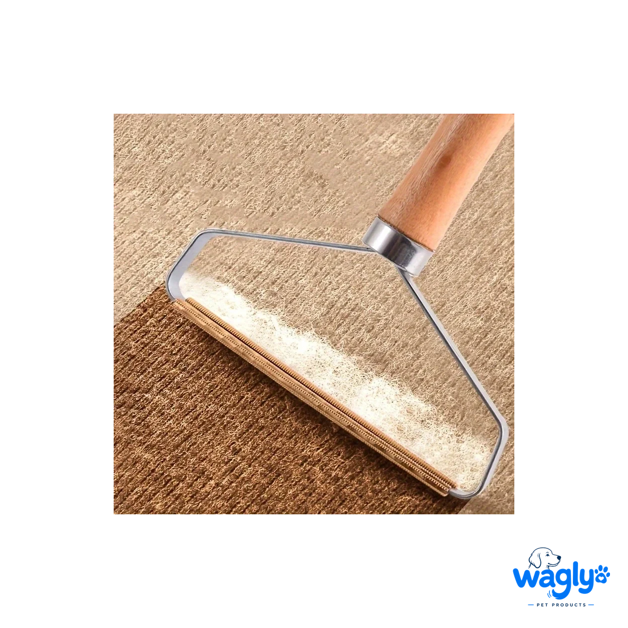 The scraper lifting a thick line of lint off a carpet